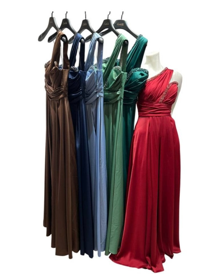 White Aurora One Shoulder Satin Dress