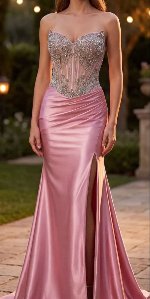 Gold Alessia Satin Corset Dress
