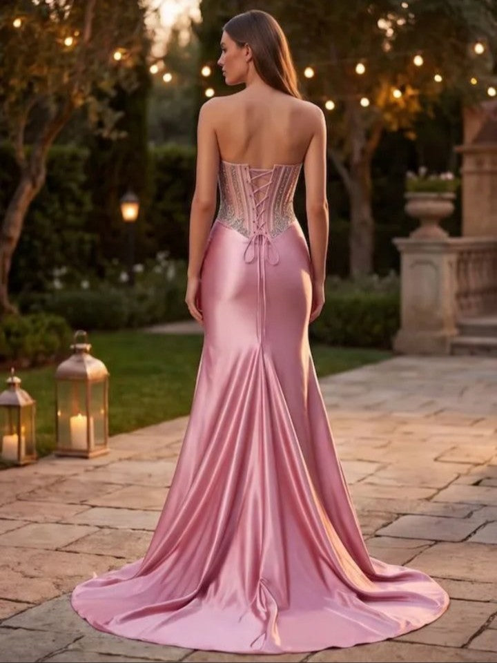 Pink Alessia Satin Corset Dress