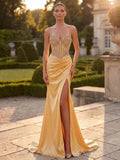 Gold Alessia Satin Corset Dress