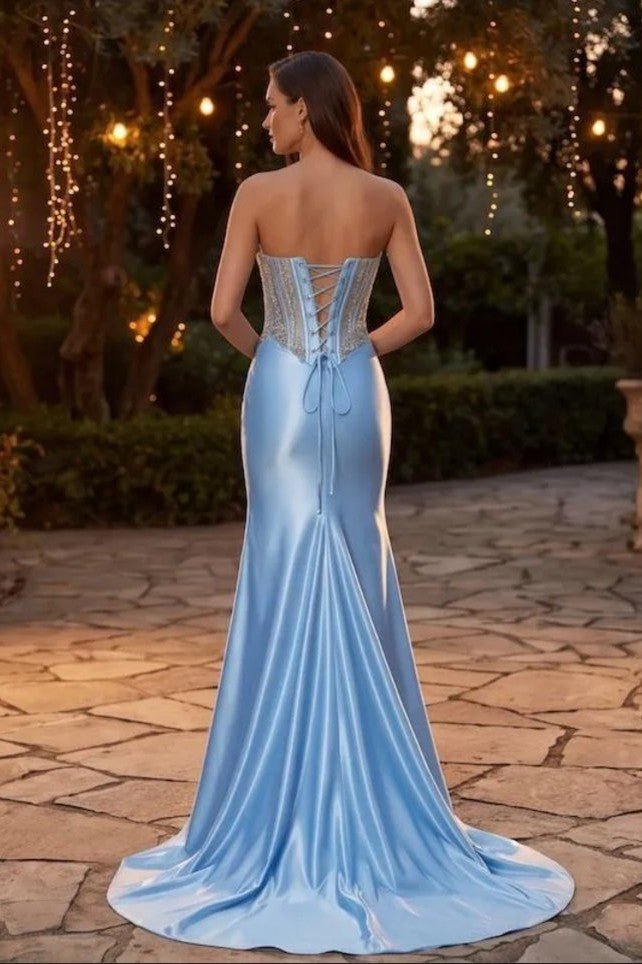 Sky Blue Alessia Satin Corset Dress