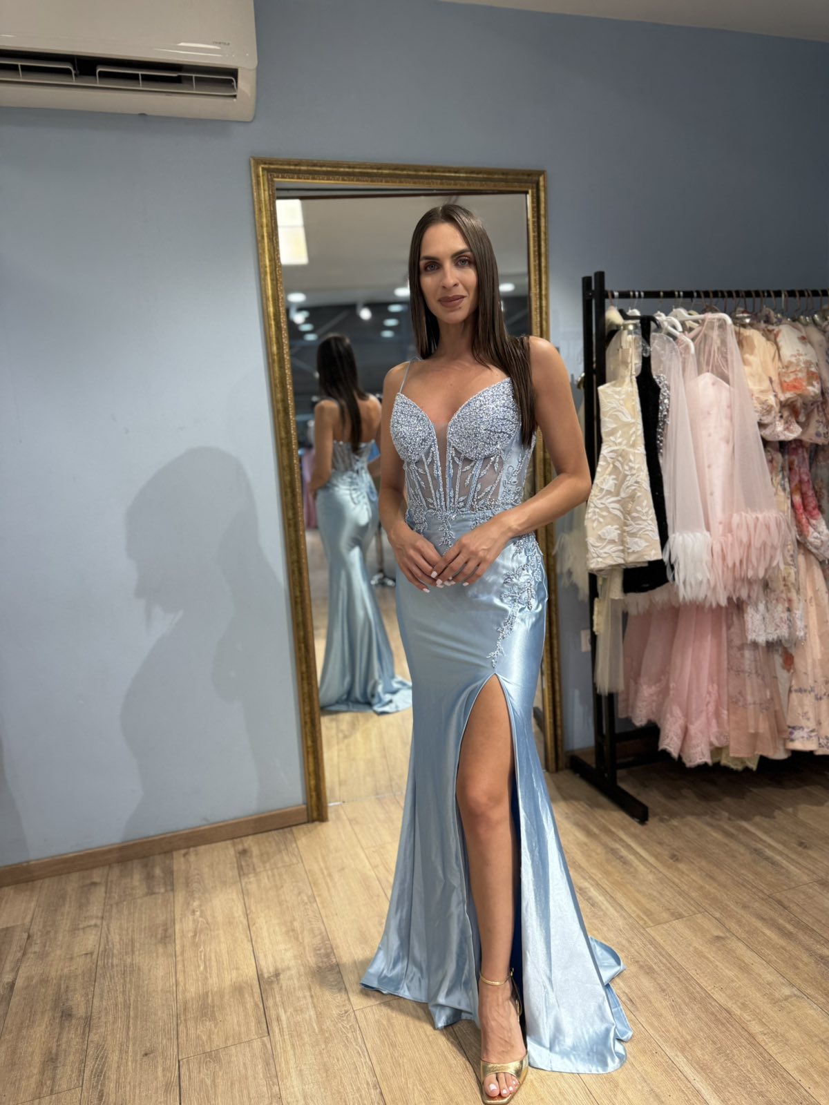 Sage Green Seraphina Satin Corset Dress