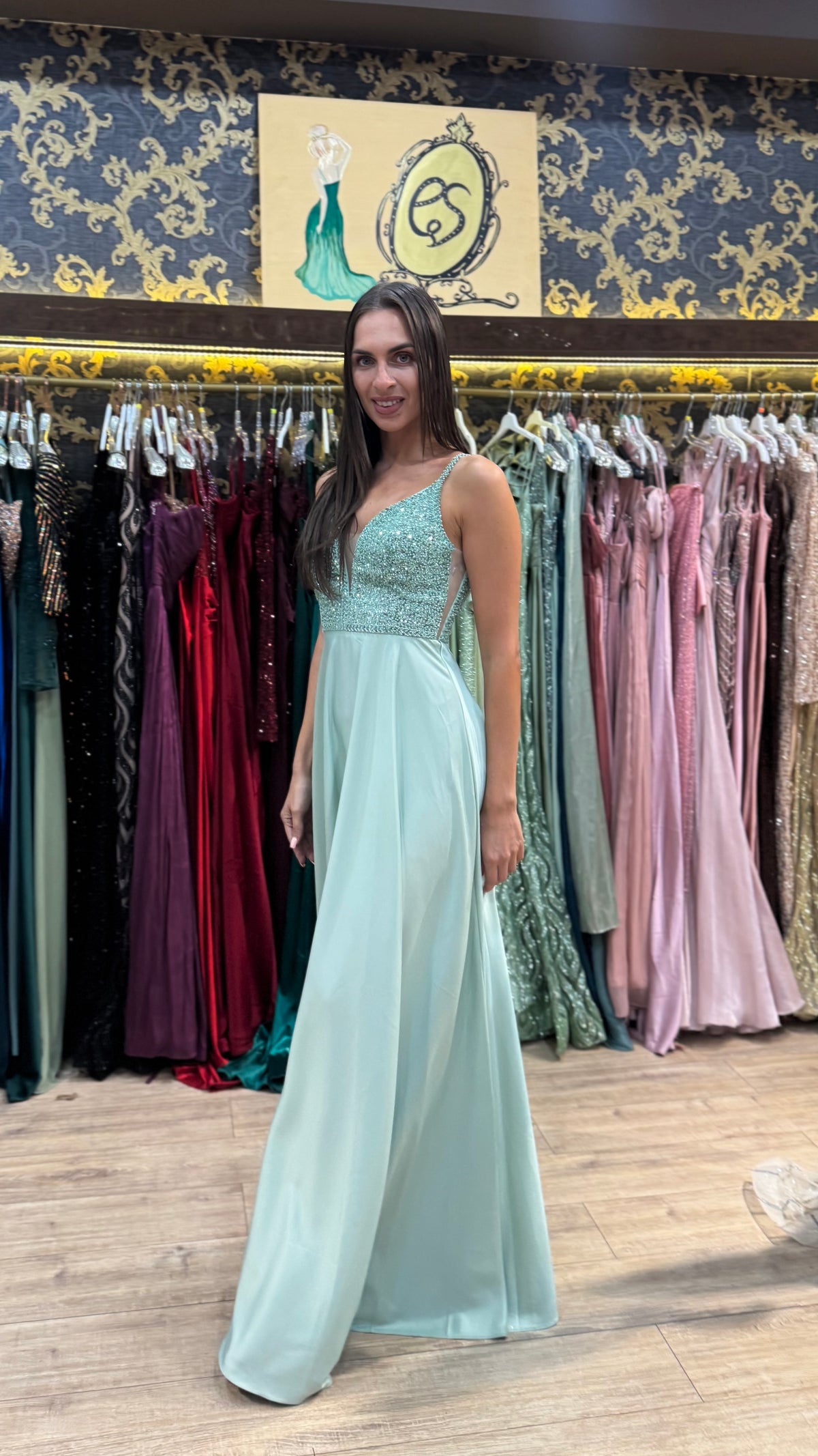 Mint Crystal Maxi Dress