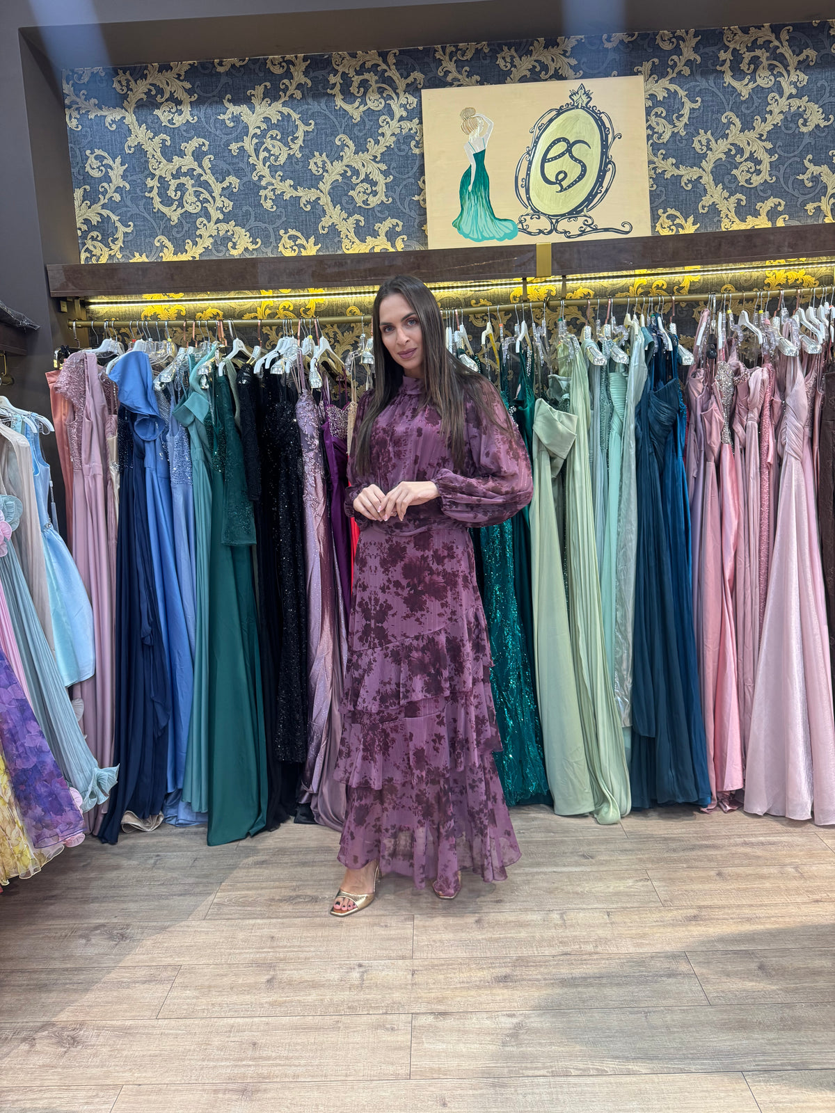 Mauve Autumn Bloom Maxi Dress