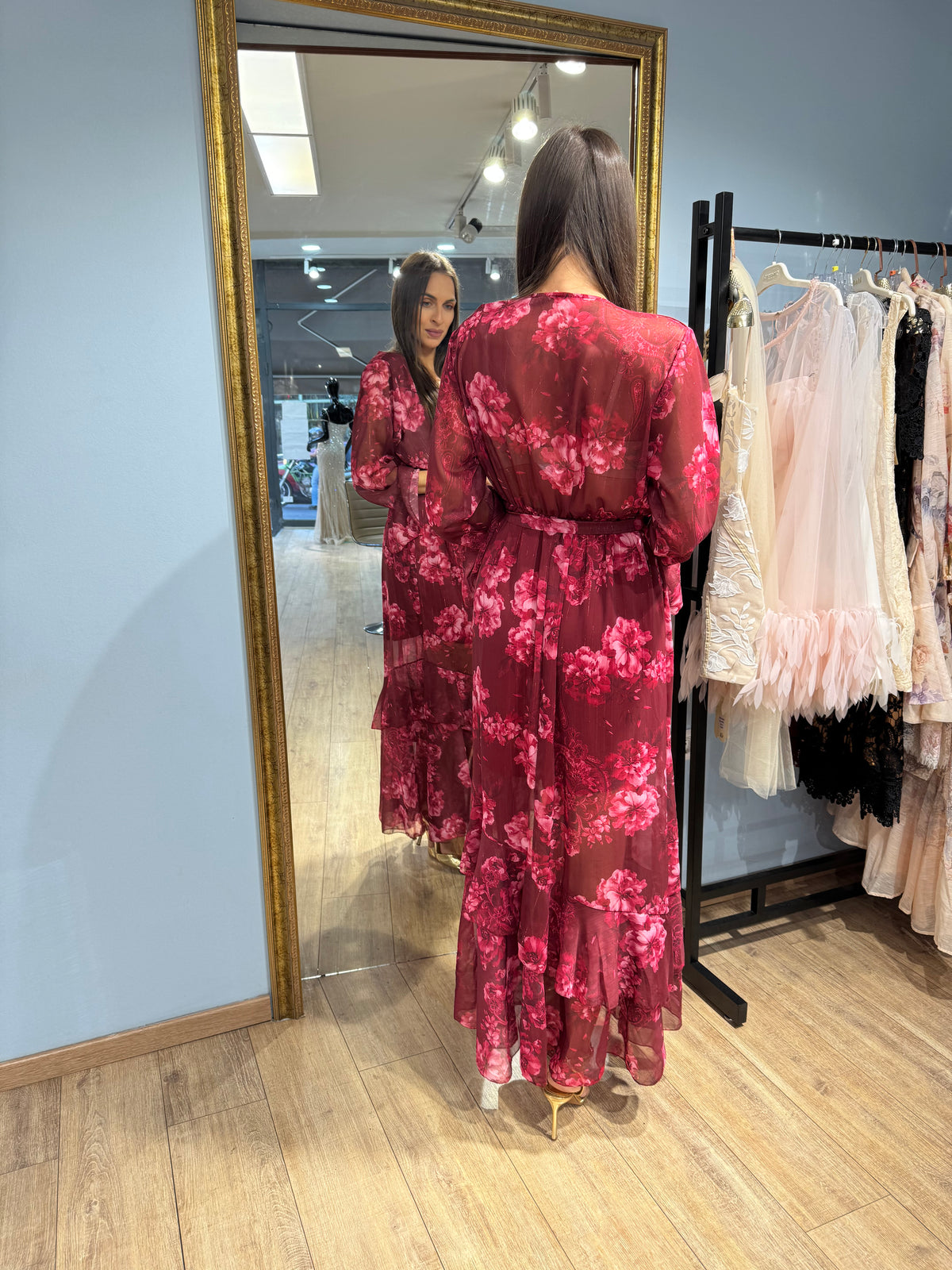 Burgundy Blossom Maxi Dress