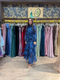 Blue Autumn Bloom Maxi Dress