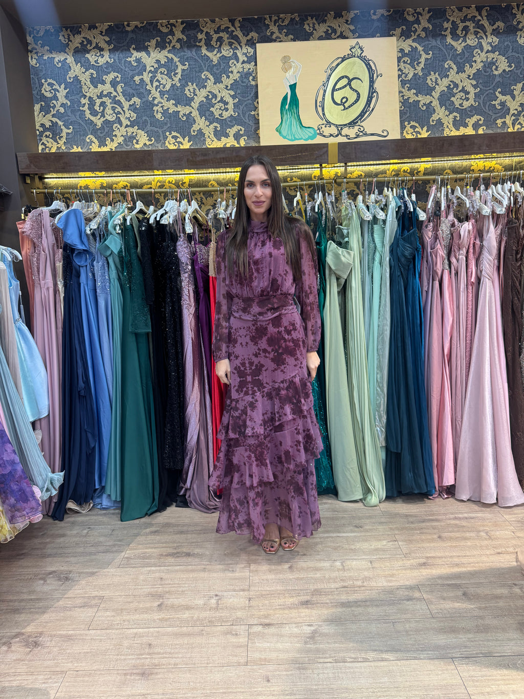 Mauve Autumn Bloom Maxi Dress