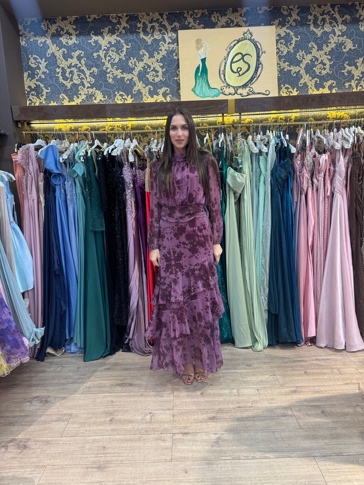 Mauve Autumn Bloom Maxi Dress