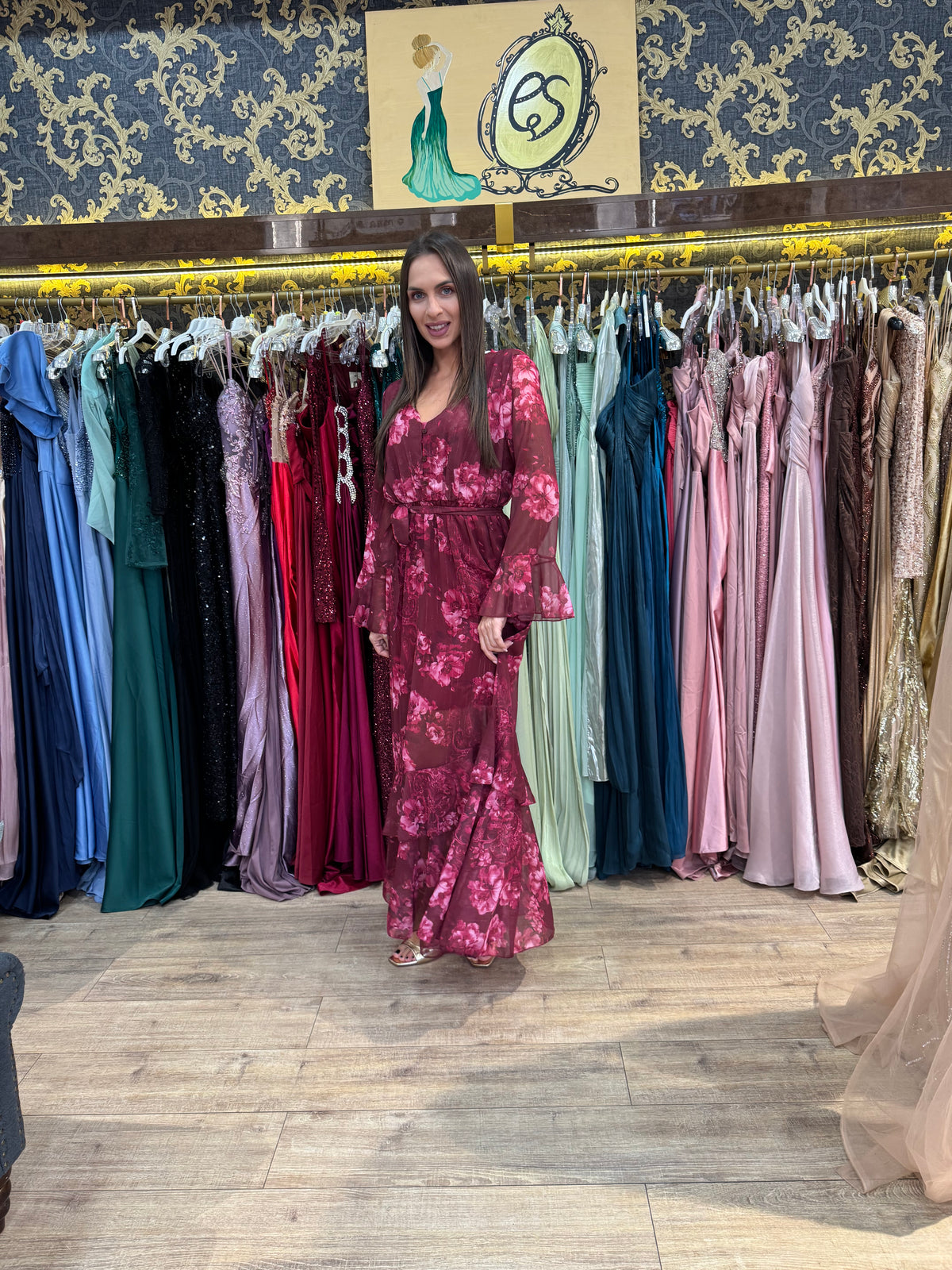 Burgundy Blossom Maxi Dress