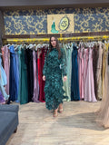 Green Autumn Bloom Maxi Dress