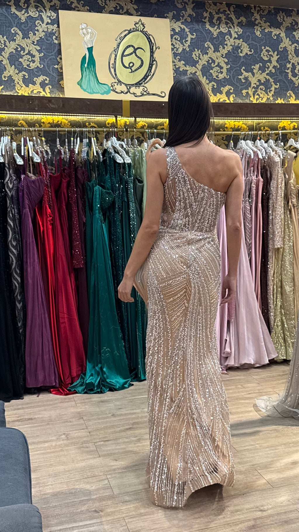Isadora Crystal Nude Dress
