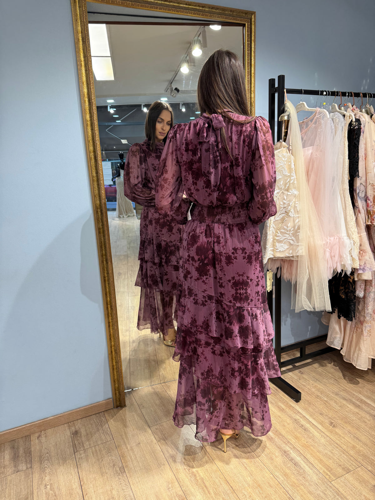 Mauve Autumn Bloom Maxi Dress