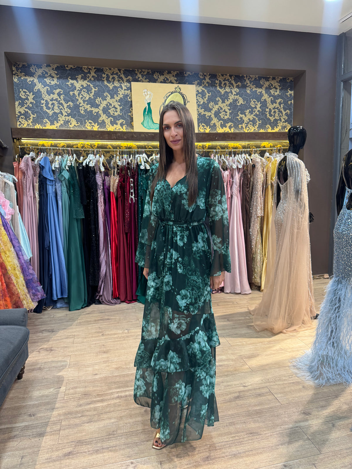 Green Blossom Maxi Dress