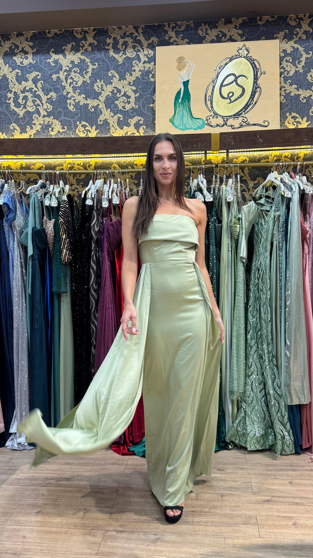 Sage Romance – Strapless Maxi Φόρεμα με Corset Πλάτη