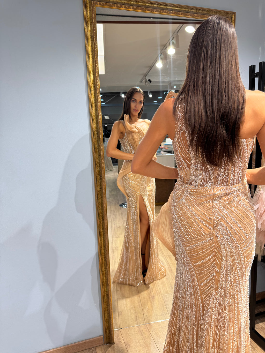 Isadora Crystal Nude Dress
