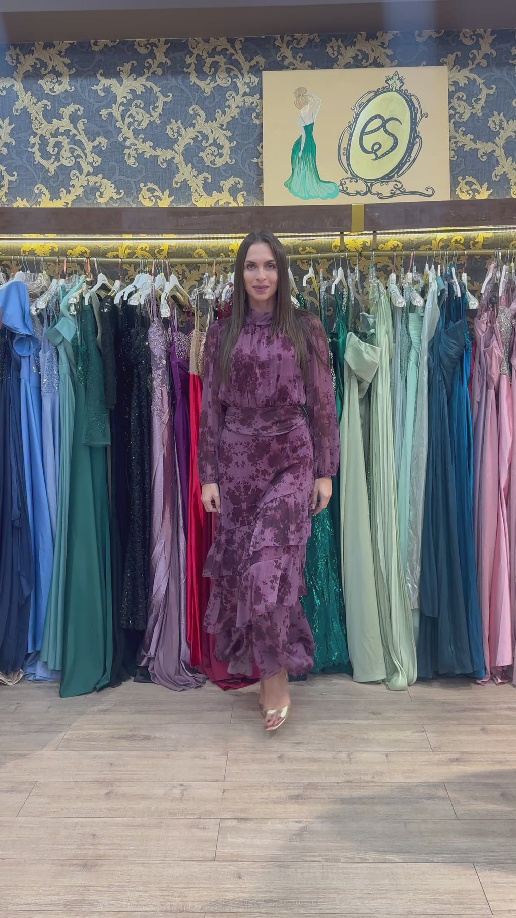 Mauve Autumn Bloom Maxi Dress
