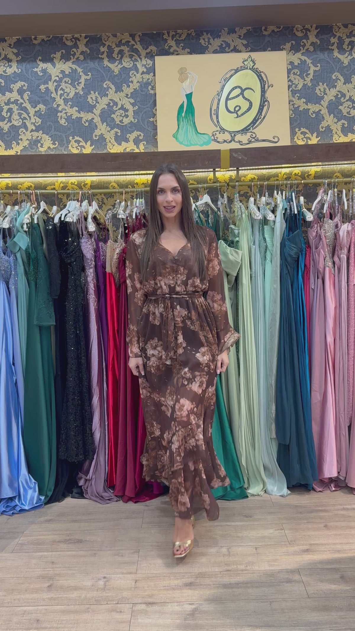 Brown Blossom Maxi Dress