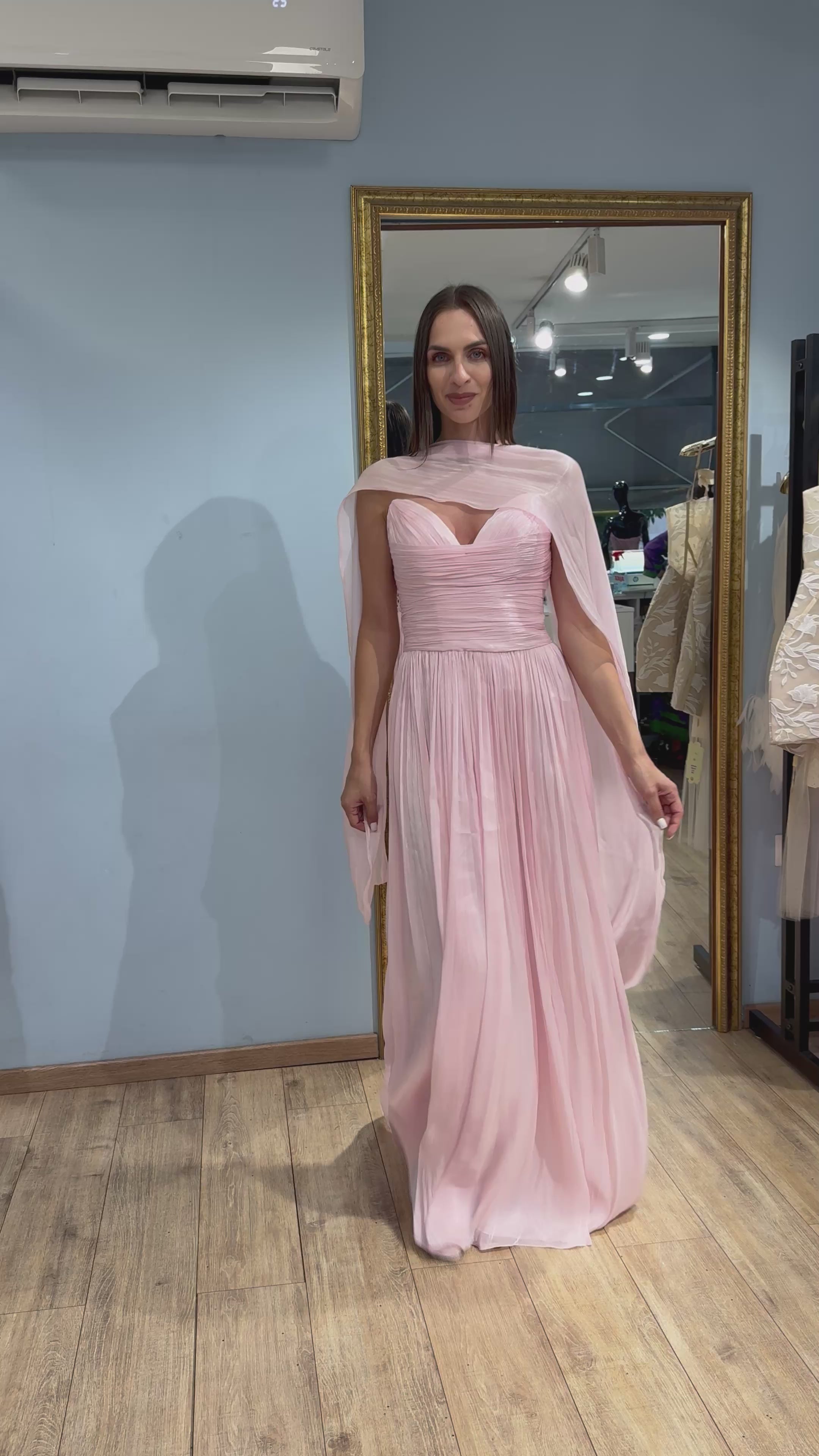 Light Pink Valentina Pleated Maxi Dress