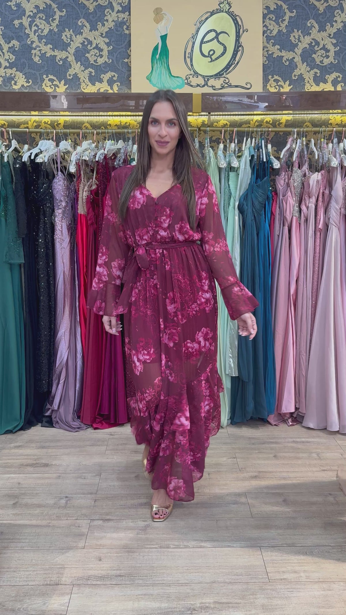 Burgundy Blossom Maxi Dress