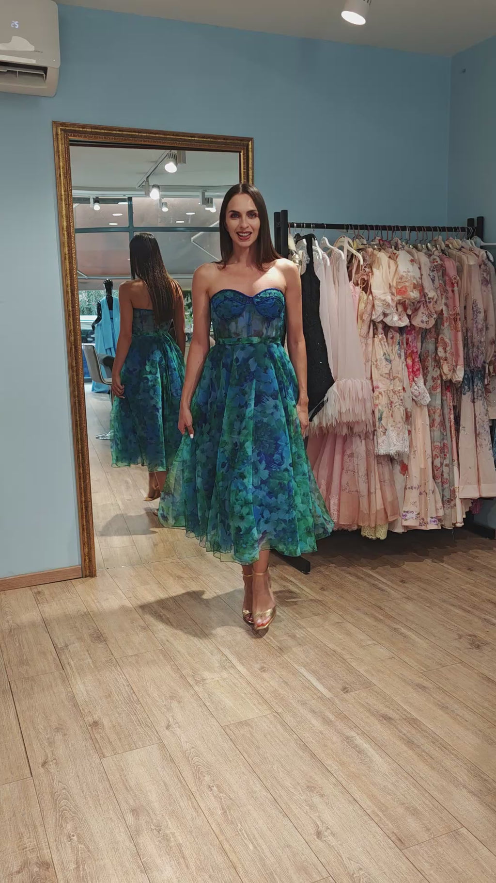 Royal Blue Fiorella Floral Corset Dress