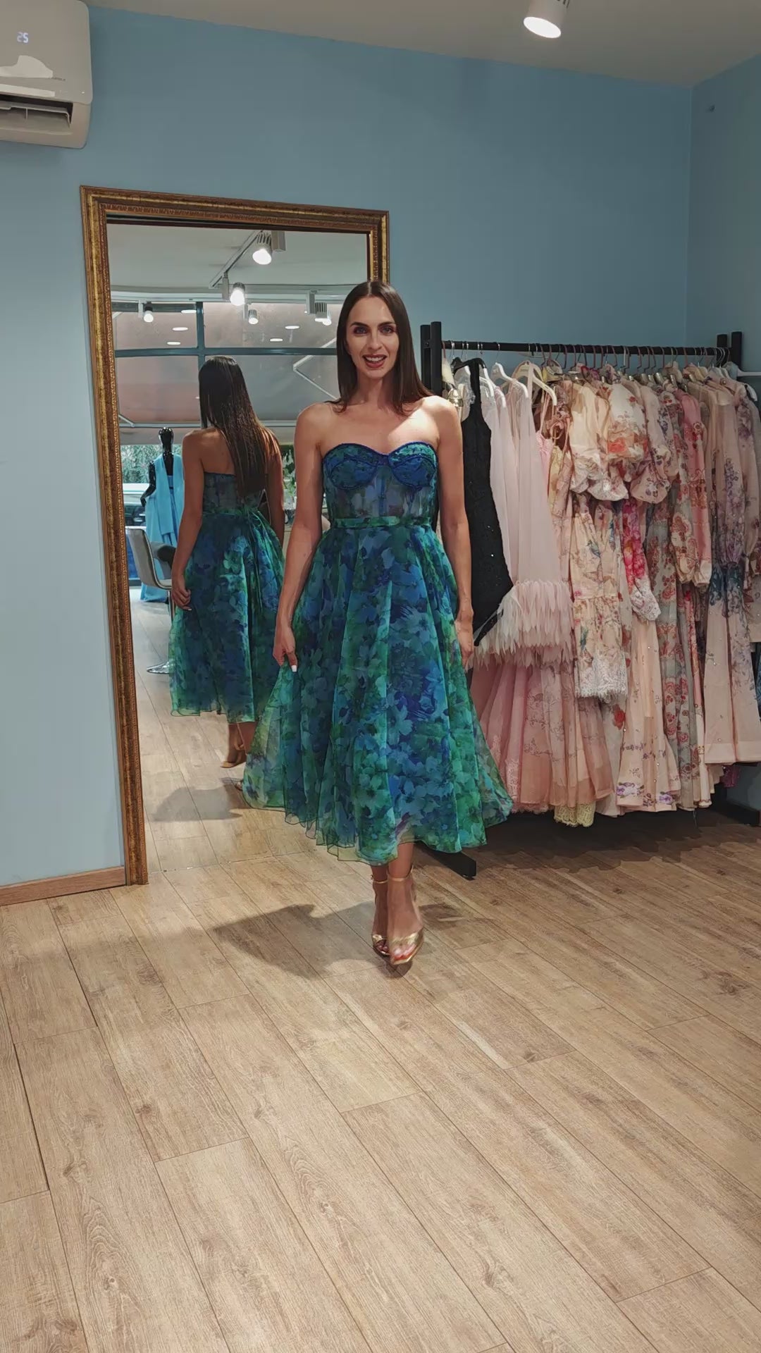 Royal Blue Fiorella Floral Corset Dress