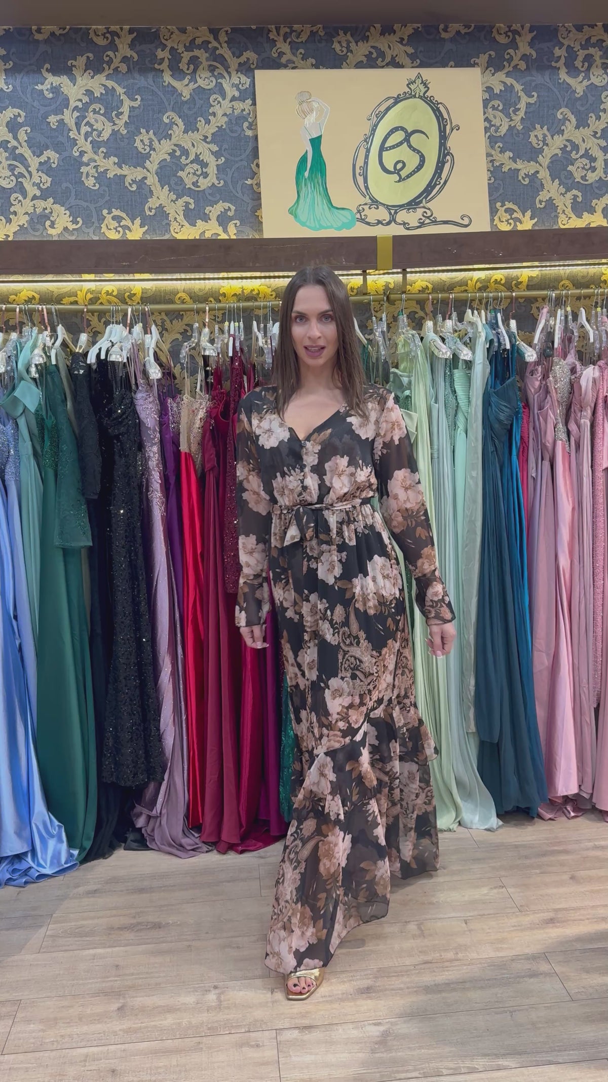 Black Blossom Maxi Dress