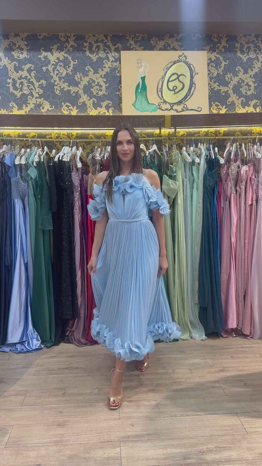 Flora Ruffle Dress – Light Blue