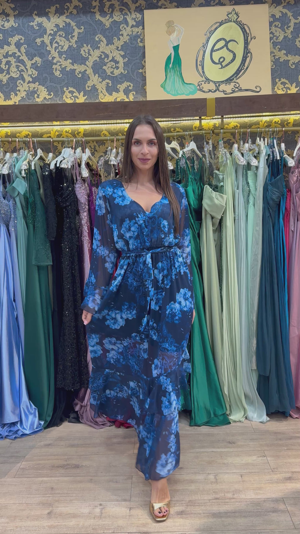 Royal Blue Blossom Maxi Dress